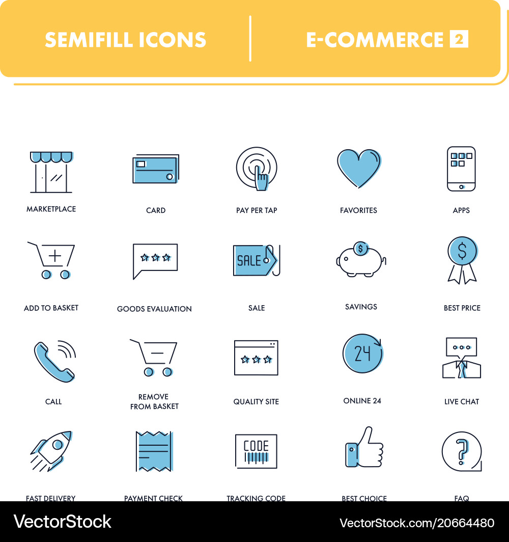 Liniensymbole setzen E-Commerce 2 Vektorbild