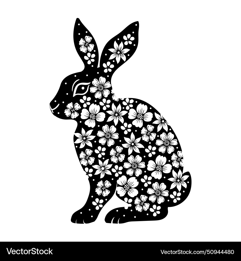 Monochrome cute decorated rabbit for postcard Vector Image