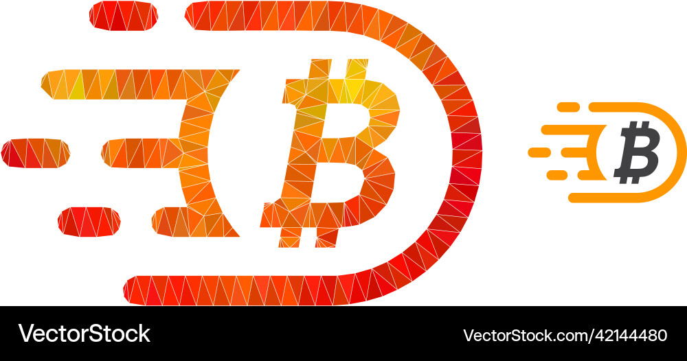 Polygonal bitcoin icon with flame gradient Vector Image