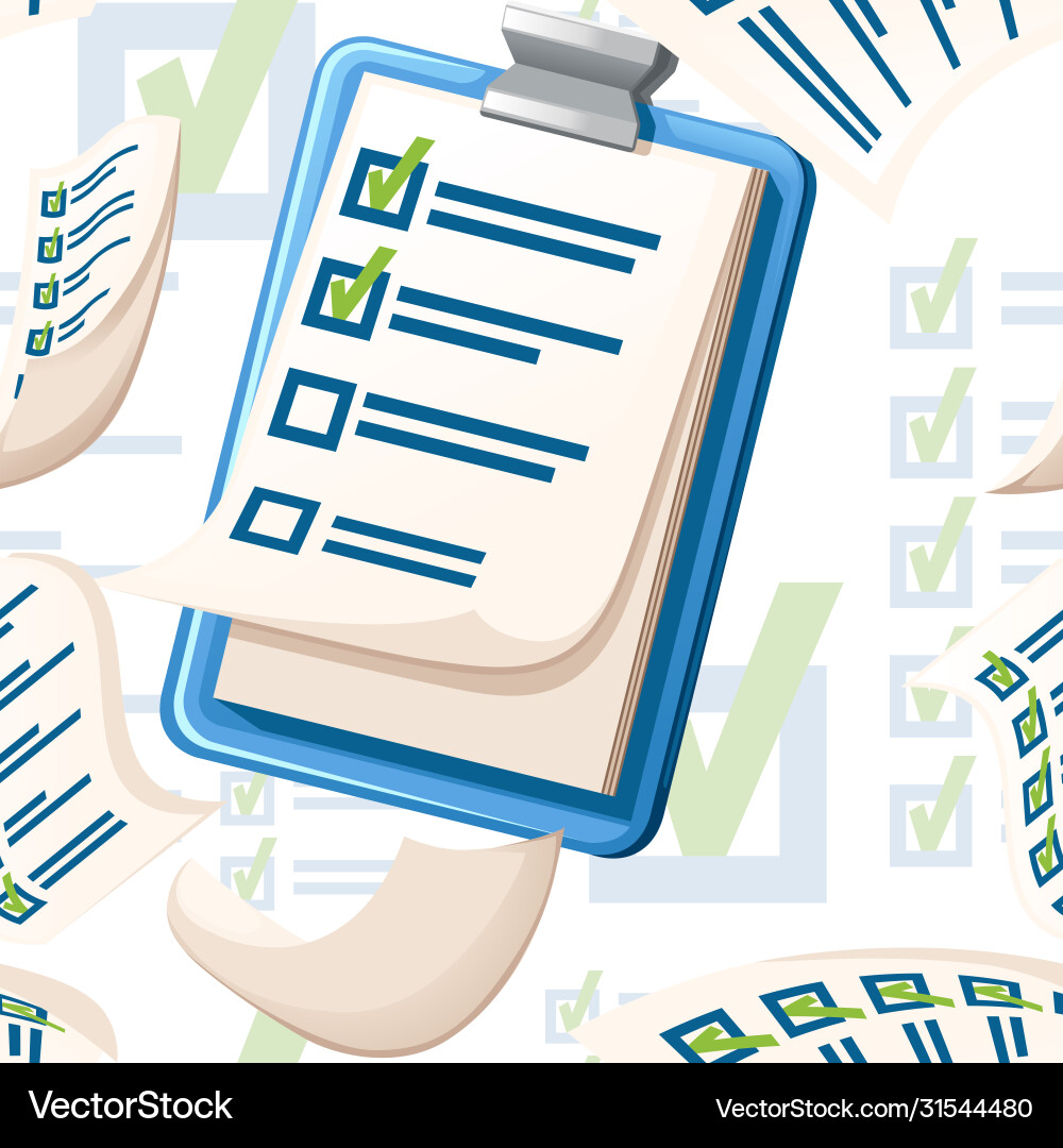 Seamless pattern clipboard with checklist flat Seamless pattern clipboard with checklist flat vector image