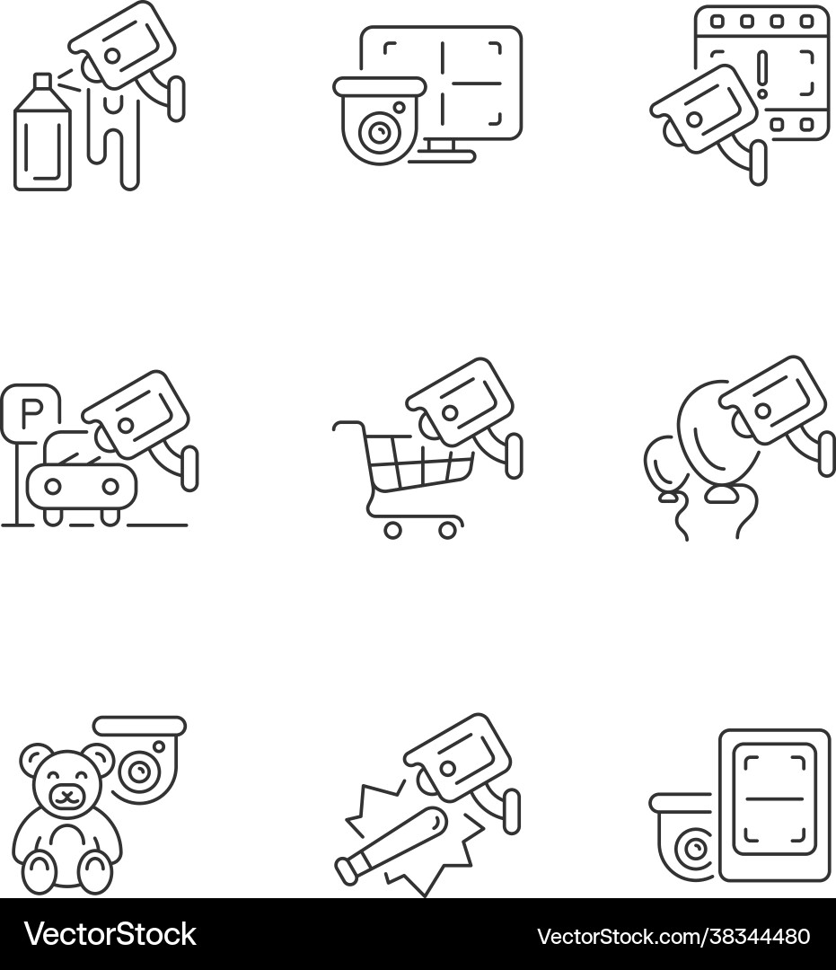 Securing home and business linear icons set Securing home and business linear icons set vector image