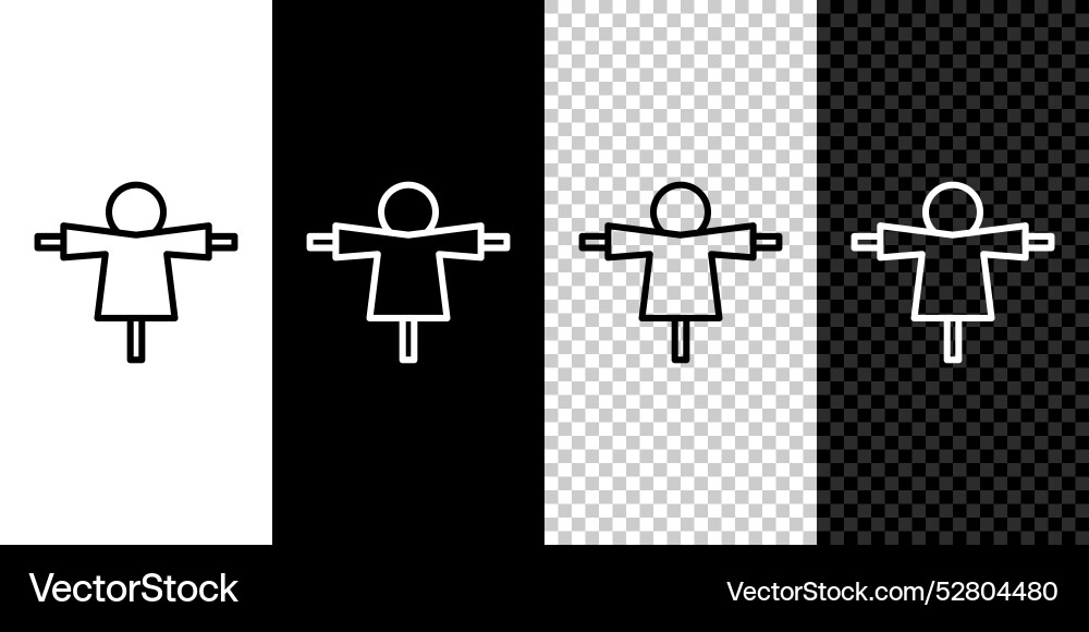 Set line scarecrow icon isolated on black Set line scarecrow icon isolated on black vector image