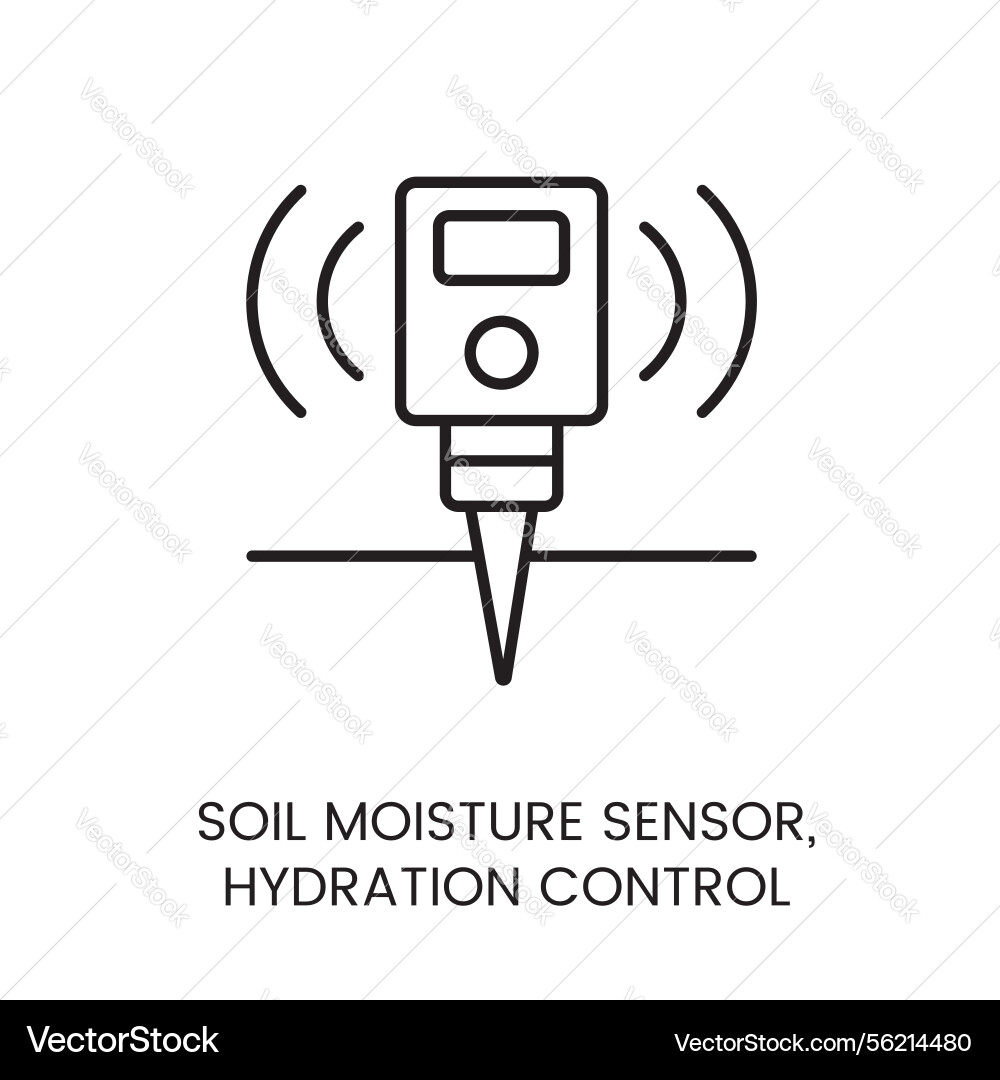 Soil moisture sensor icon with editable stroke vector image