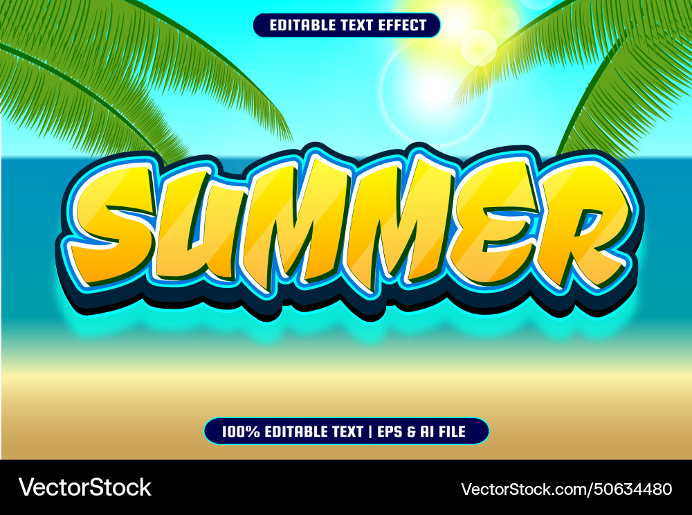 Summer editable text effect modern style Vector Image