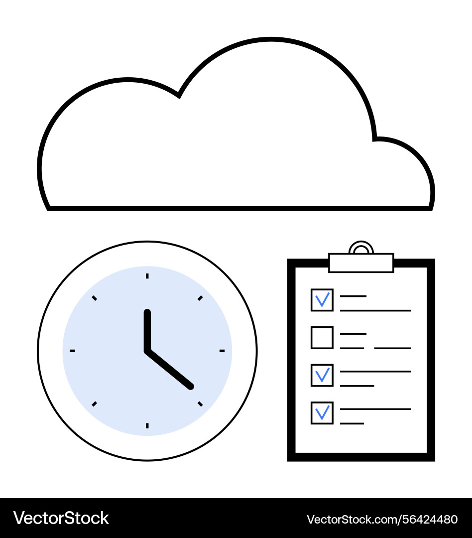 Time management with cloud storage and task Vector Image