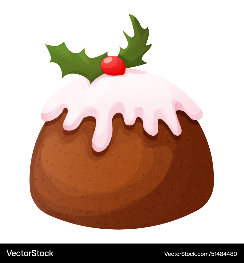 Traditional pudding christmas cake winter dessert Vector Image