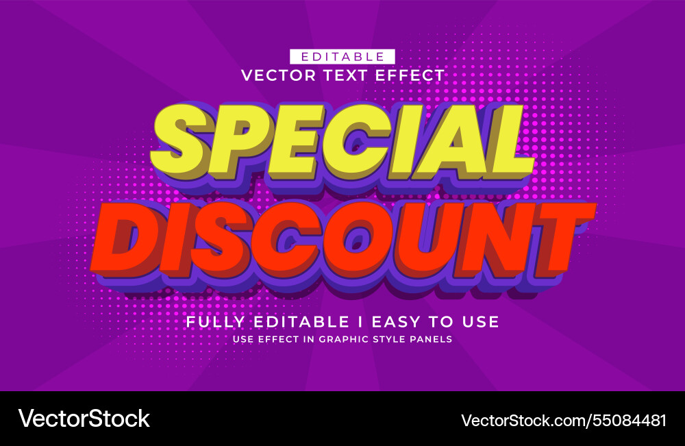 3d editable text effect typography style template vector image