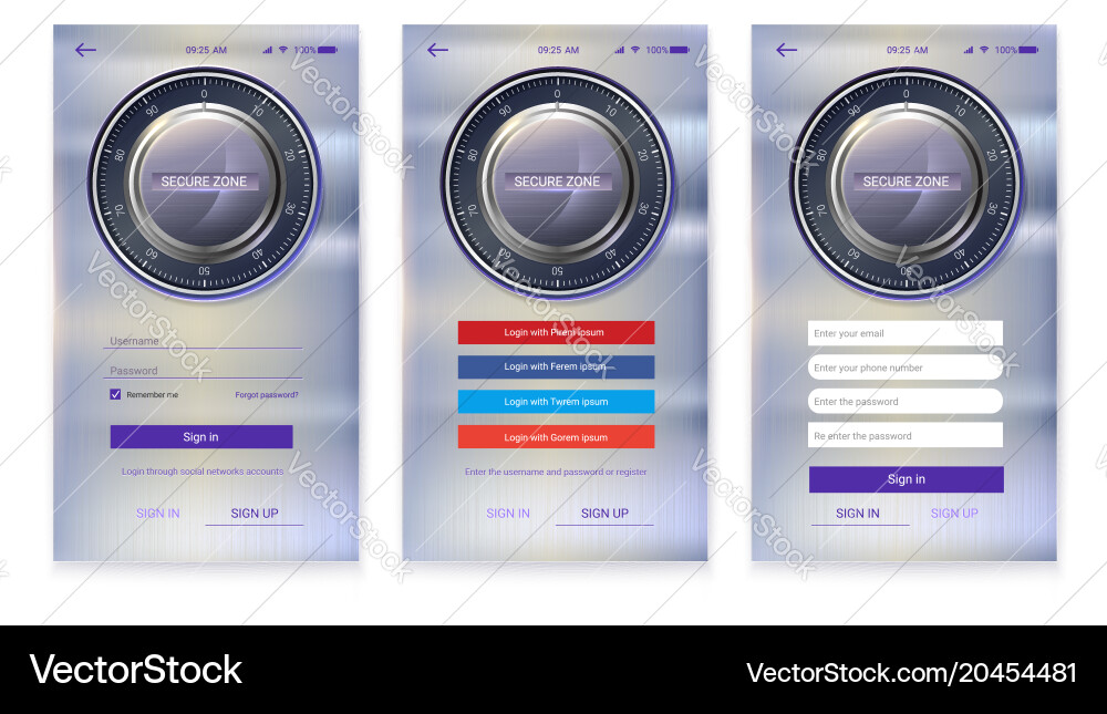 Account authorization or register interface vector image