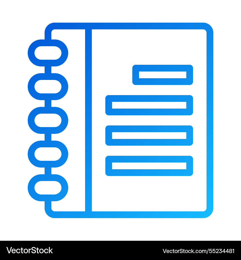 Blue notebook icon with spring and text line vector image