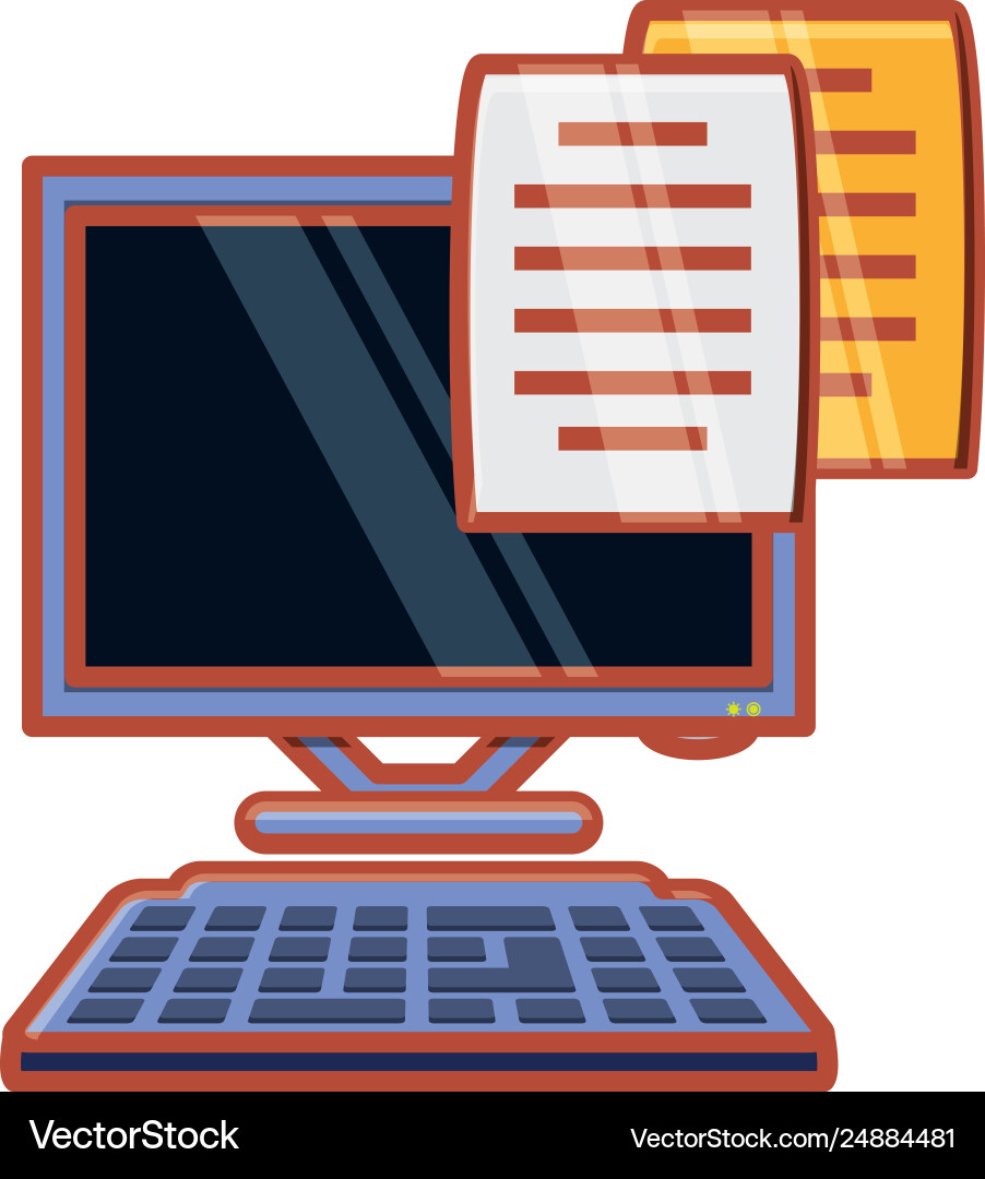 Computer desktop with documents vector image