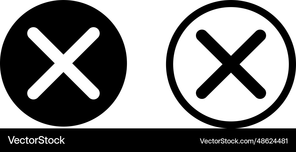 Delete icon set in two styles close Delete icon set in two styles close vector image