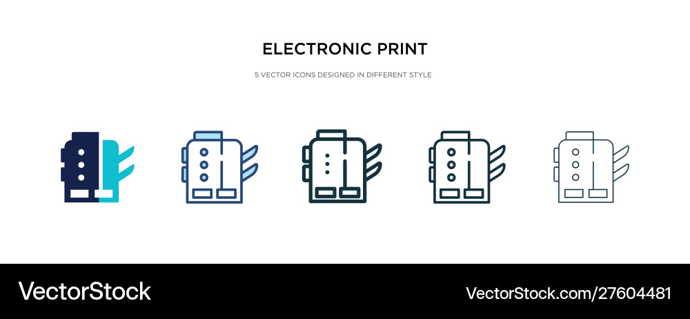Electronic print machine icon in different style vector image