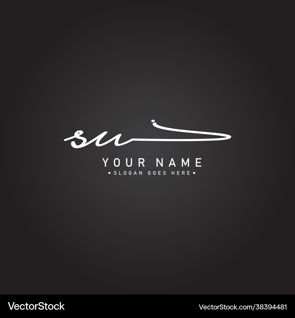 Elegante SU Signature Logo - Script Style Vektorbild