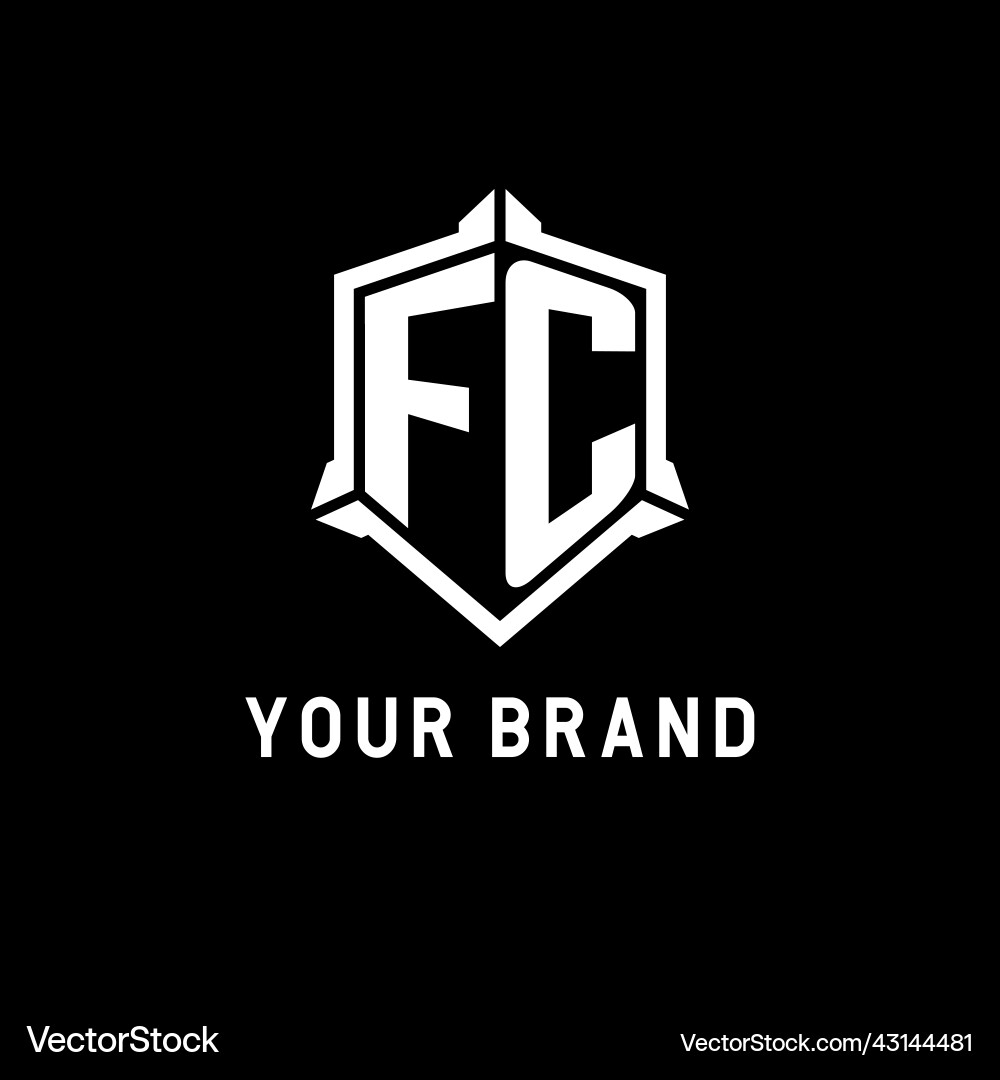 Fc logo initial with shield shape design style Vector Image