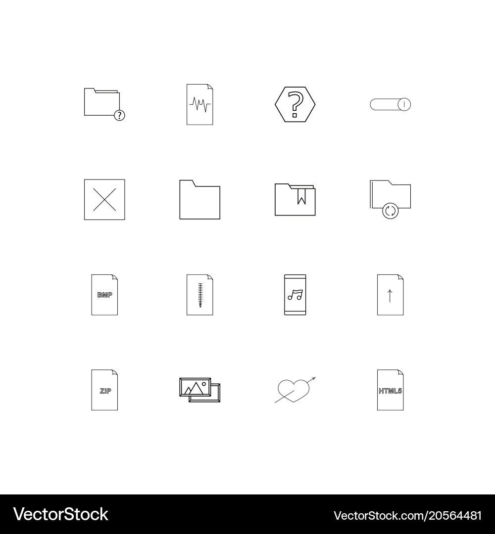 Files and folders sign simple linear icons set vector image