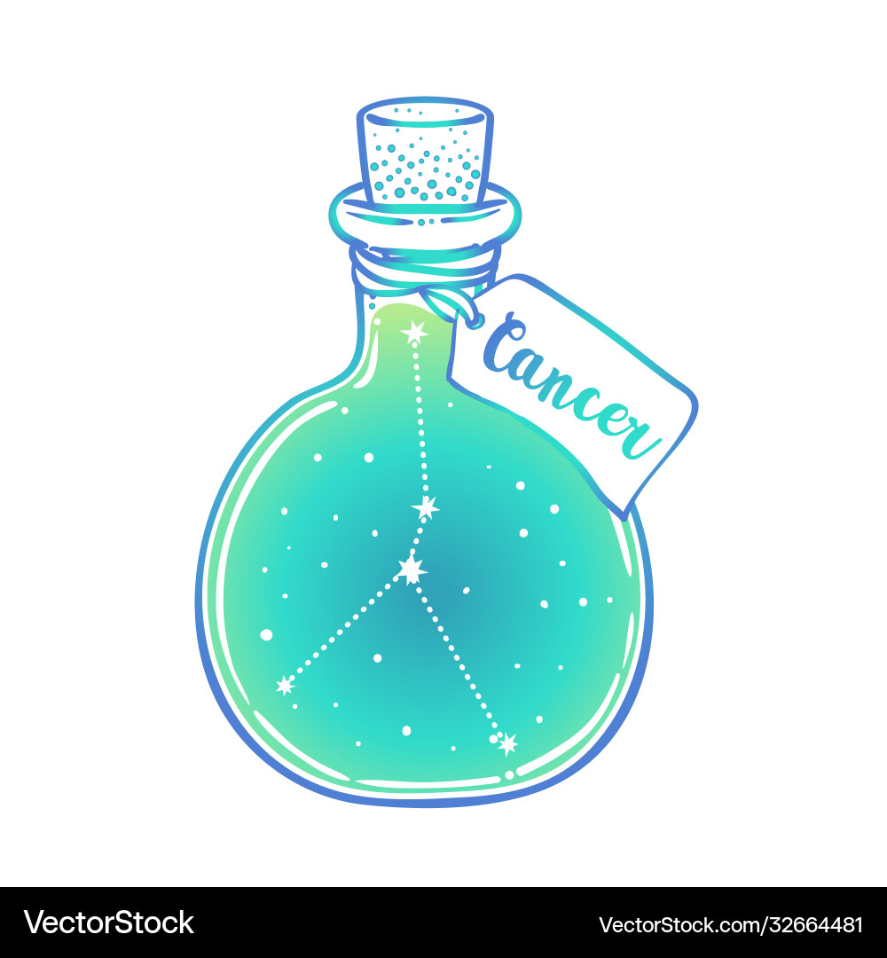 Glass bottle with zodiac cancer constellation Glass bottle with zodiac cancer constellation vector image