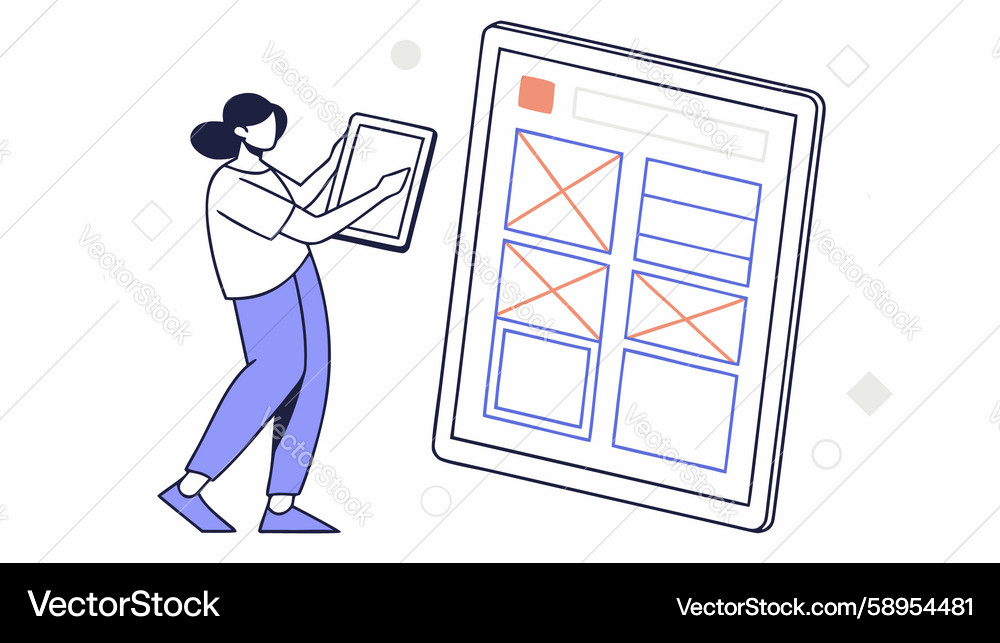 Graphic designer creating a responsive layout Vector Image