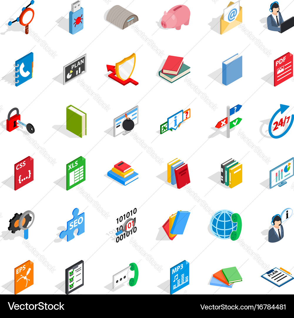 Internet learning icons set isometric style Vector Image