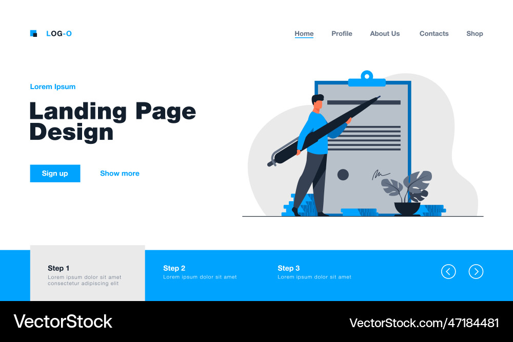Man signing contract with big pen Man signing contract with big pen vector image
