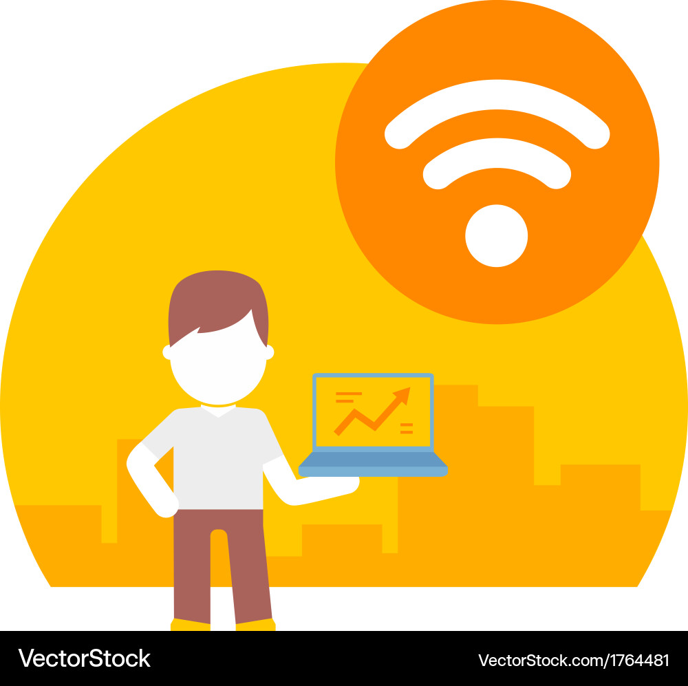 Man Using Wi-Fi Connection vector image