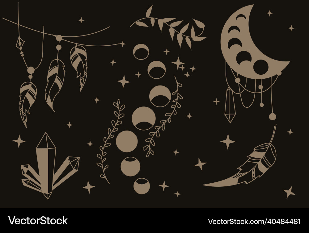 Mystical patterns on black background Mystical patterns on black background vector image