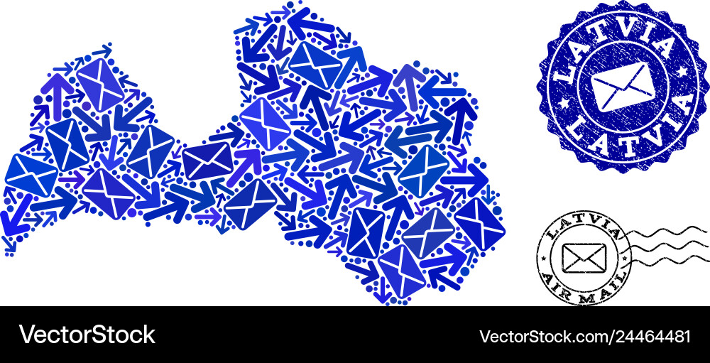 Post communication composition of mosaic map Post communication composition of mosaic map vector image