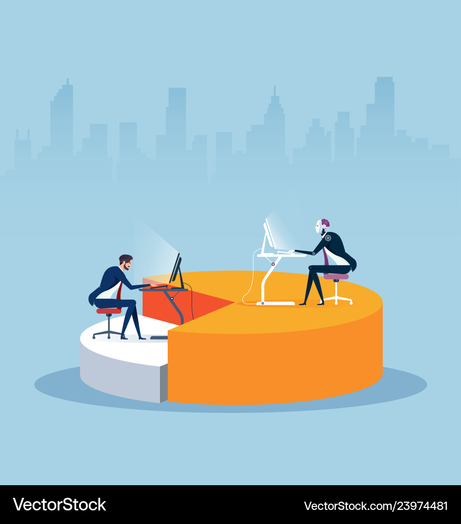 Robot Automation Replacing Workforce vector image