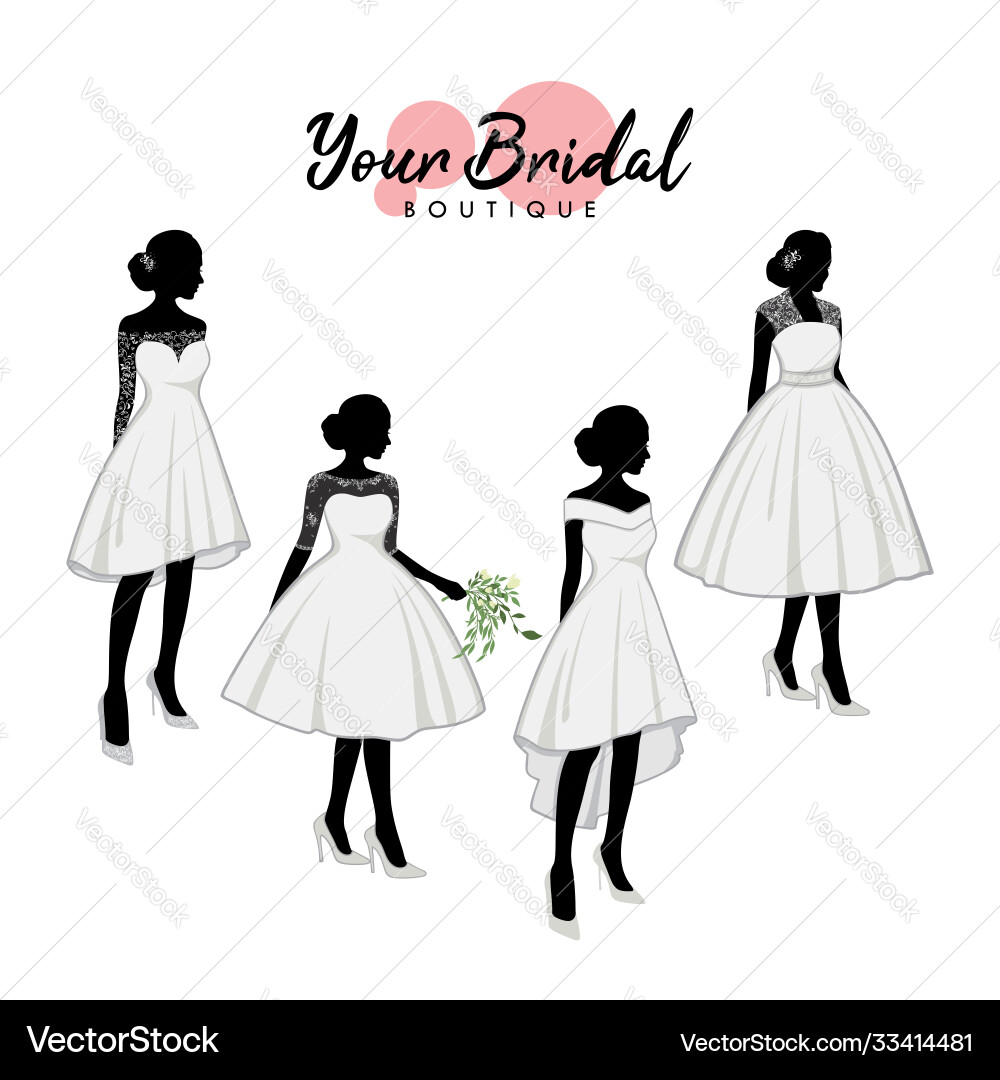 Schönes kurzes Kleid Braut Boutique Logo Ideen Schönes kurzes Kleid Braut Boutique Logo Ideen vektorbild