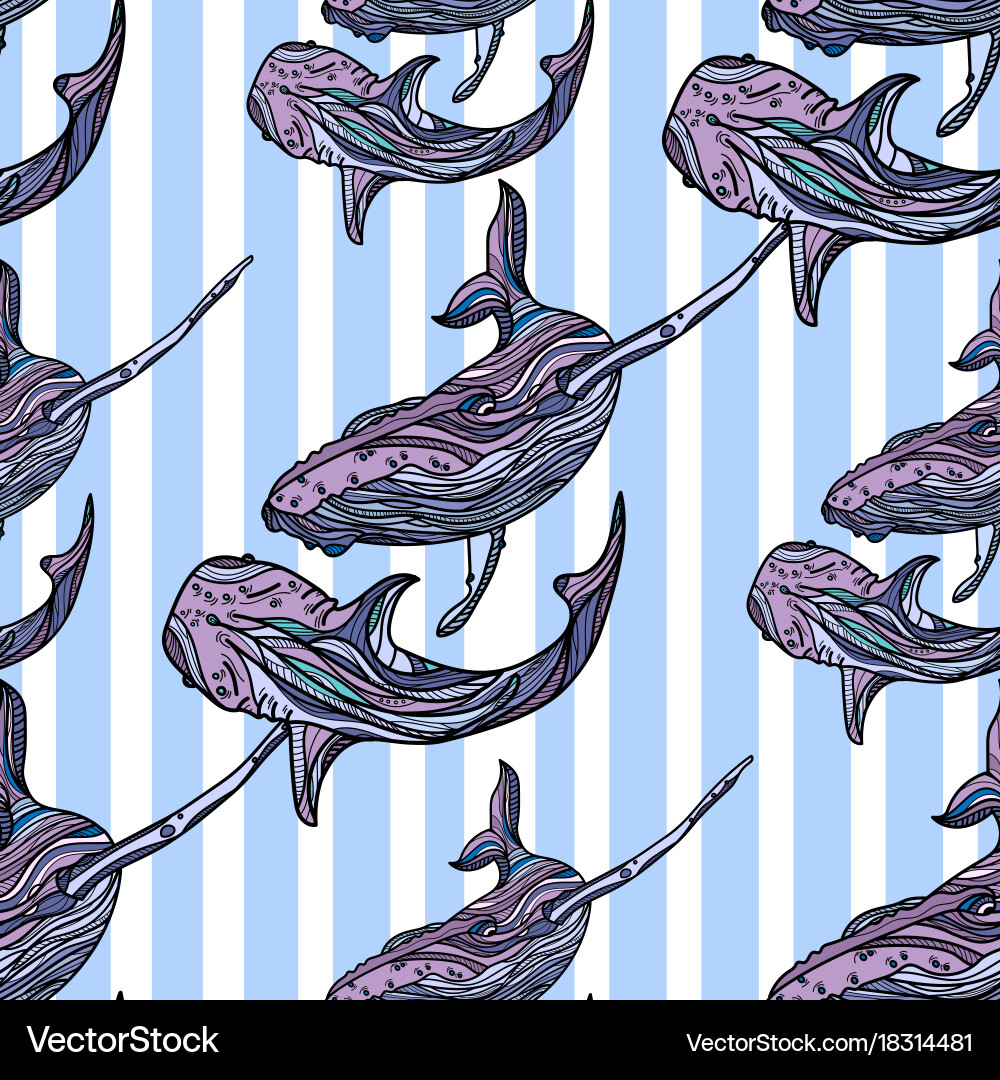 Seamless pattern with whales vector image