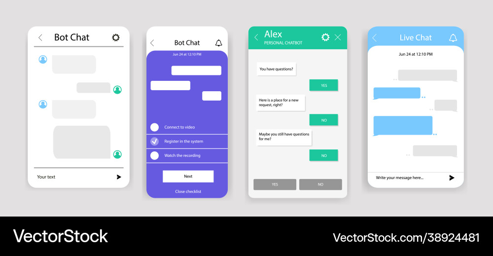 Set chat bot dialoges windows for website Set chat bot dialoges windows for website vector image