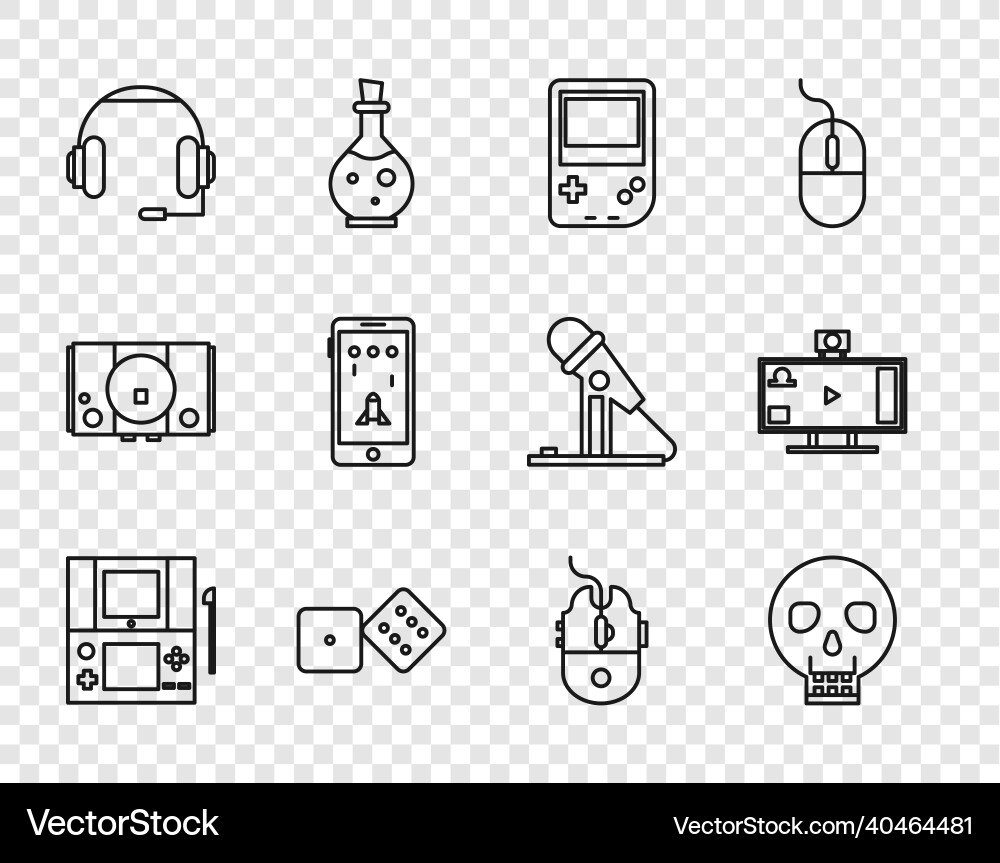 Set line portable video game console skull Set line portable video game console skull vector image