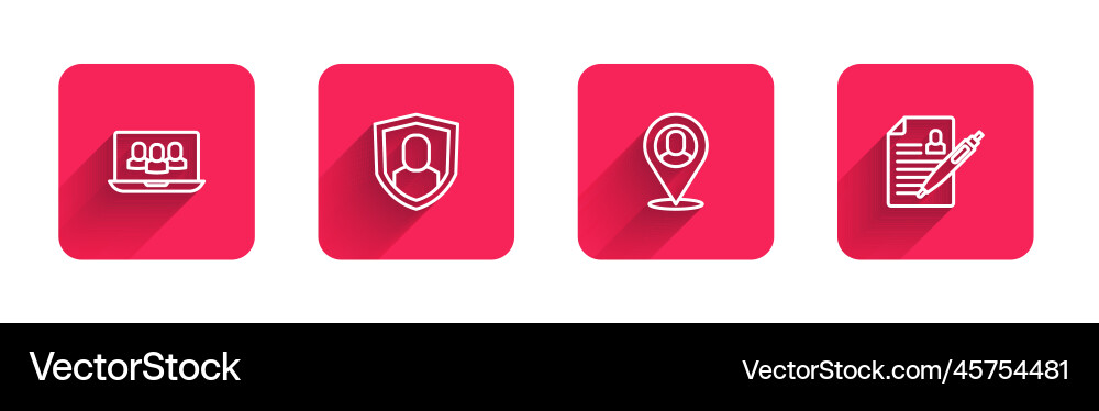 Set line project team base user protection Set line project team base user protection vector image