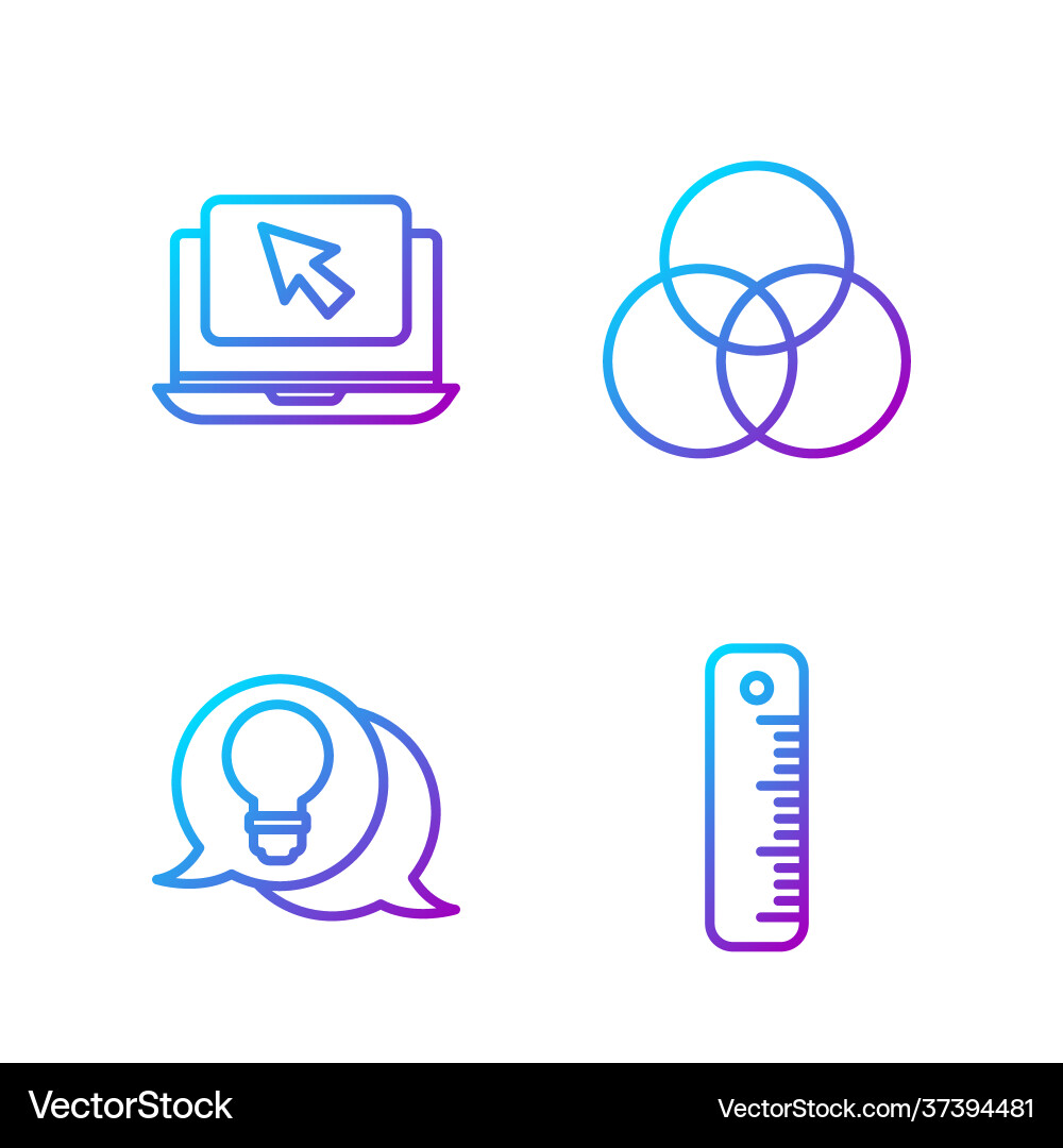 Set line ruler light bulb with concept idea Vector Image