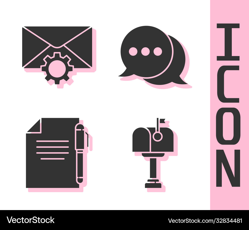 Set mail box envelope setting document and pen Set mail box envelope setting document and pen vector image