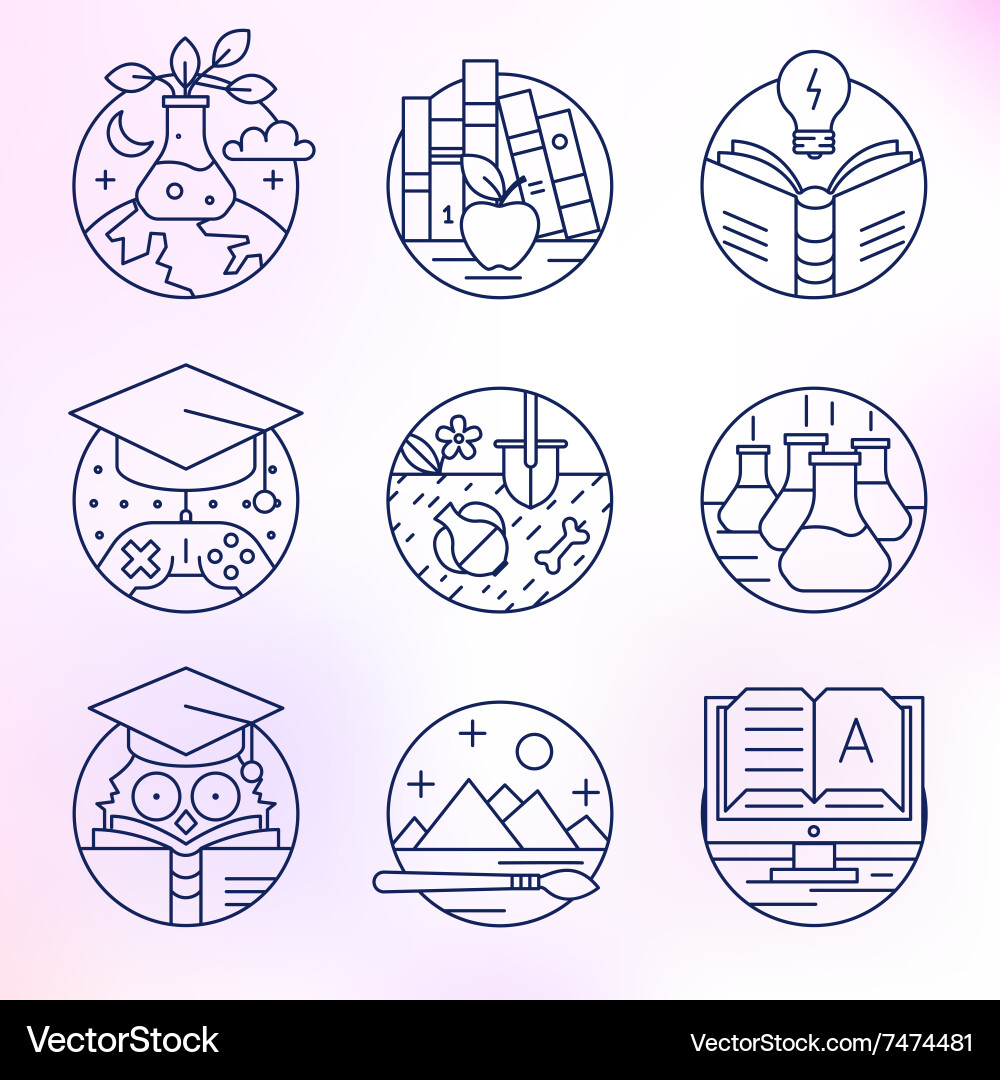 Set of icons in modern linear style vector image