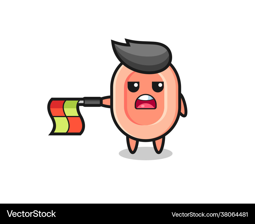 Soap character as line judge hold flag Soap character as line judge hold flag Vector Image