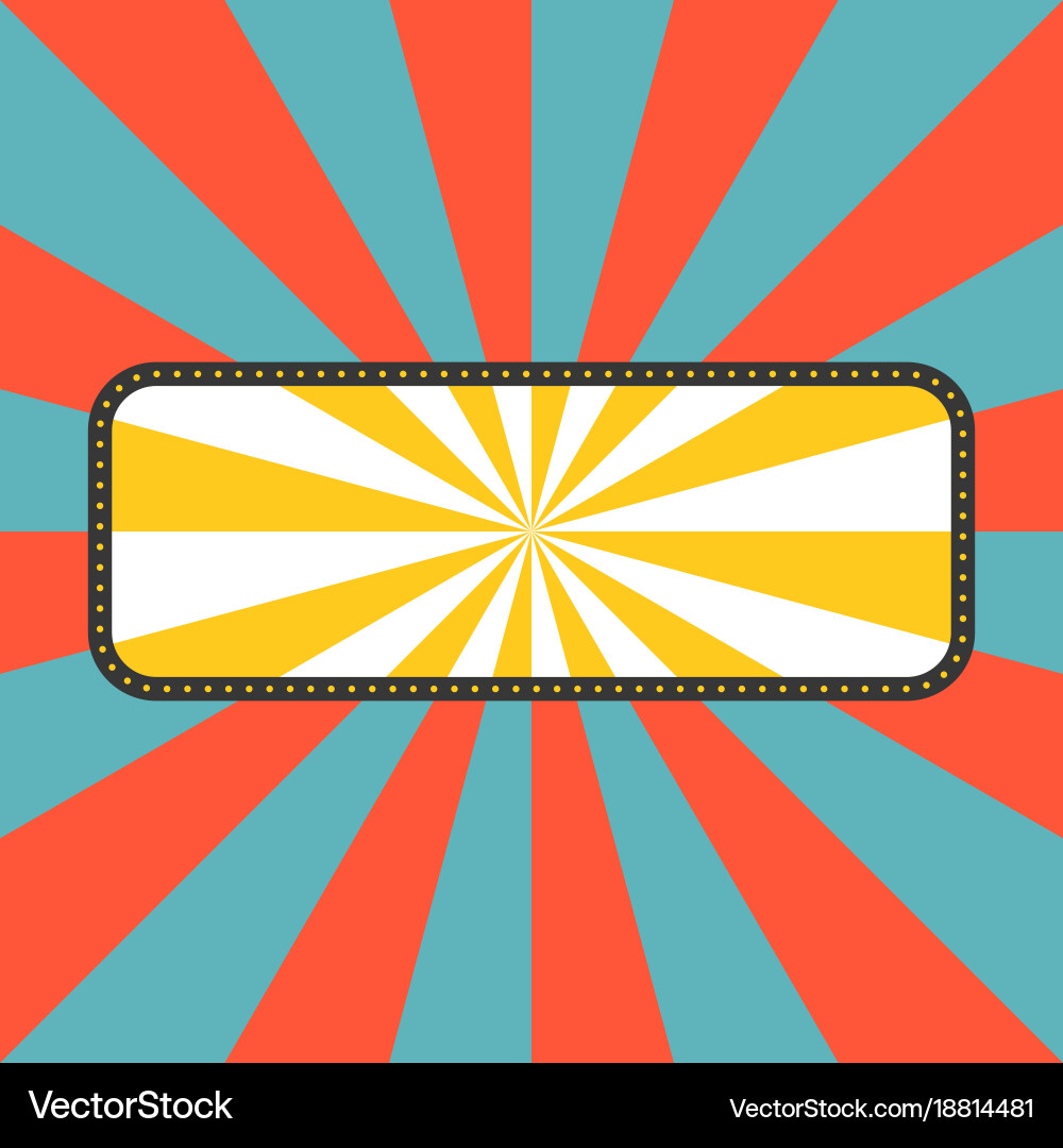 Sun rays with frame in retro style vector image