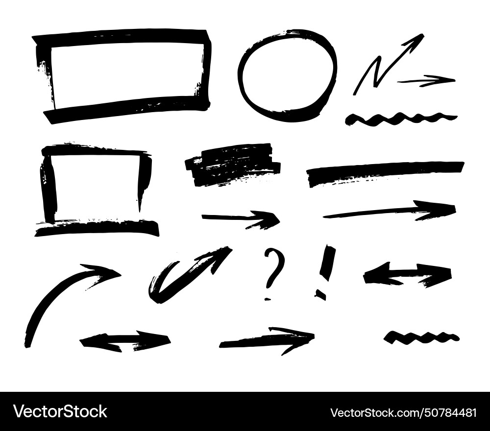 Various sketchy doodle arrows shapes and objects Vector Image