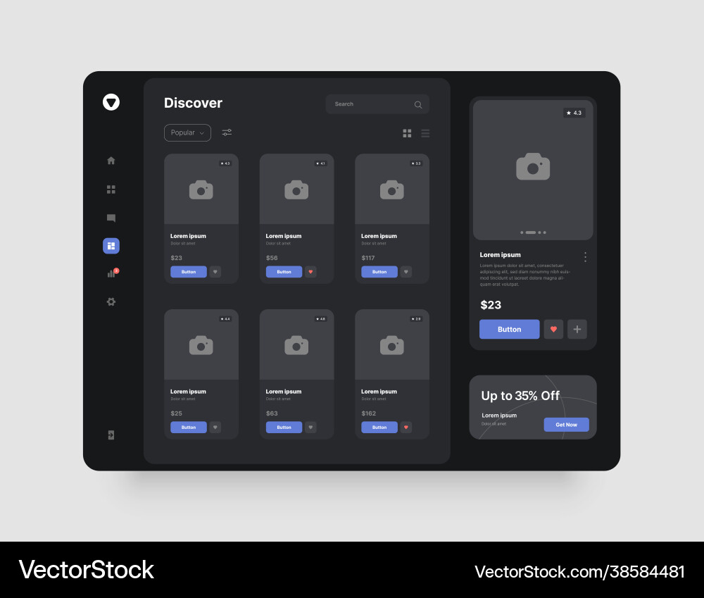 Wireframes screens dashboard ui and ux kit design Wireframes screens dashboard ui and ux kit design Vector Image