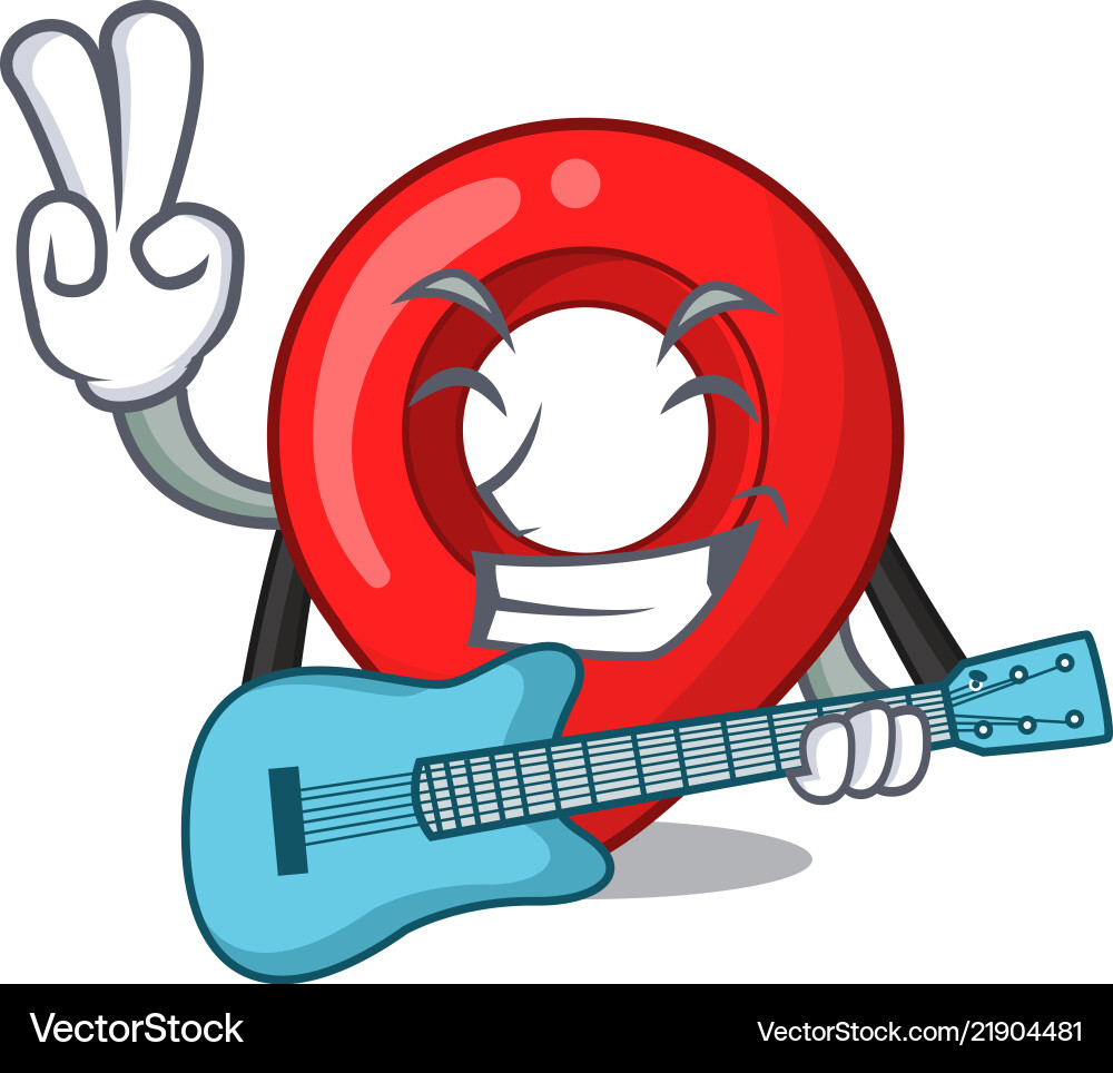 With guitar map pointer navigation pin mascot With guitar map pointer navigation pin mascot vector image