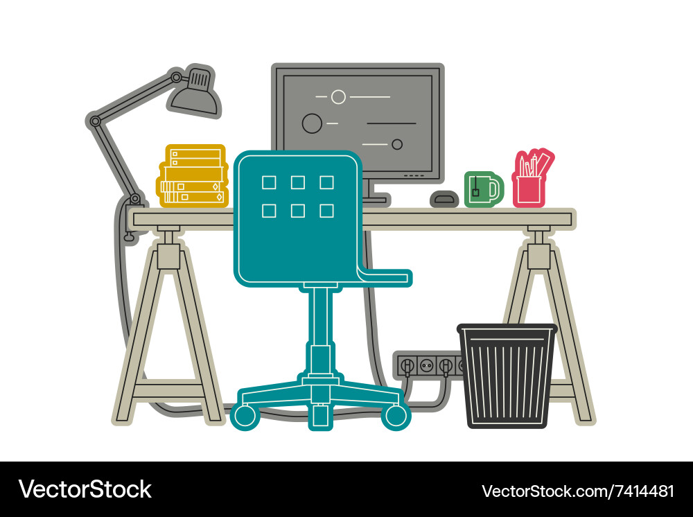 Workplace thin line Royalty Free Vector Image - VectorStock