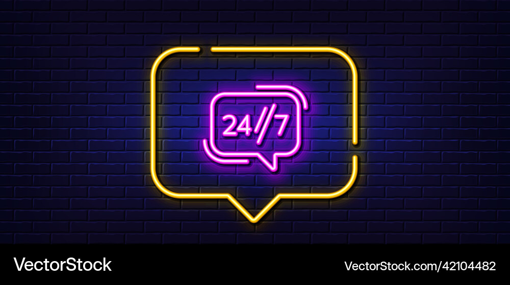 24 hours service line icon call support sign 24 hours service line icon call support sign Vector Image