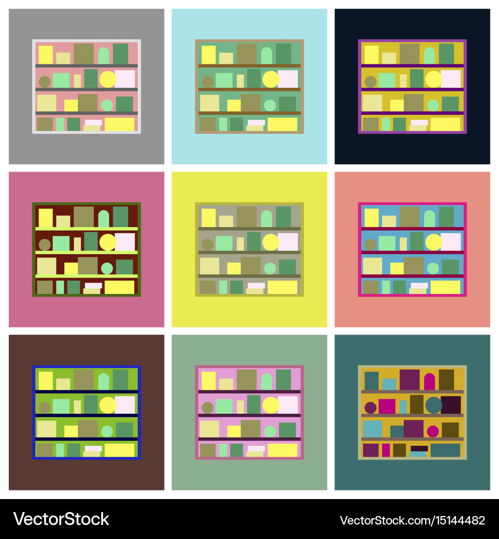 Assembly flat icons bookshelf vector image