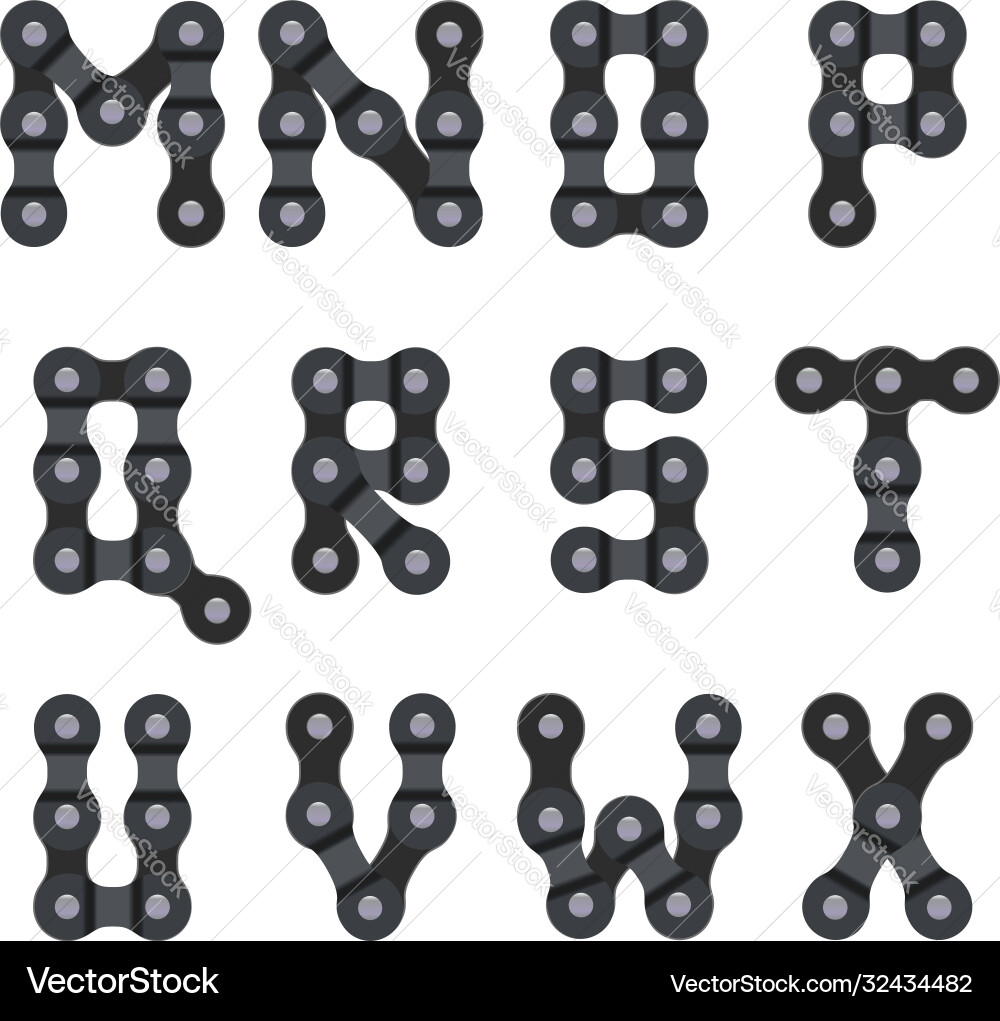 Chain Letter Font - Metal & Gear Royalty Free Vector