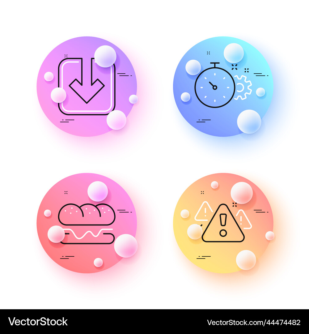 Cogwheel timer burger and load document minimal Vector Image