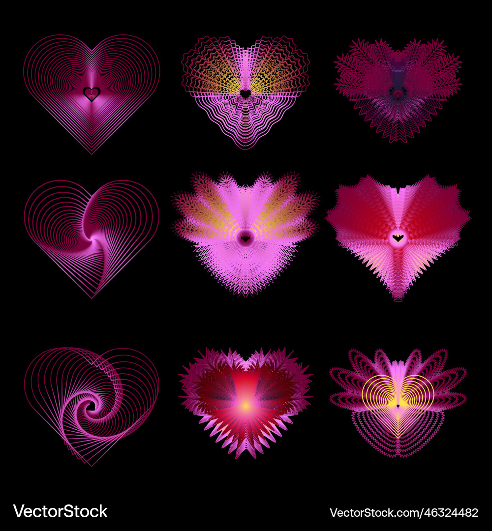 Gradient line art heart shape vector image