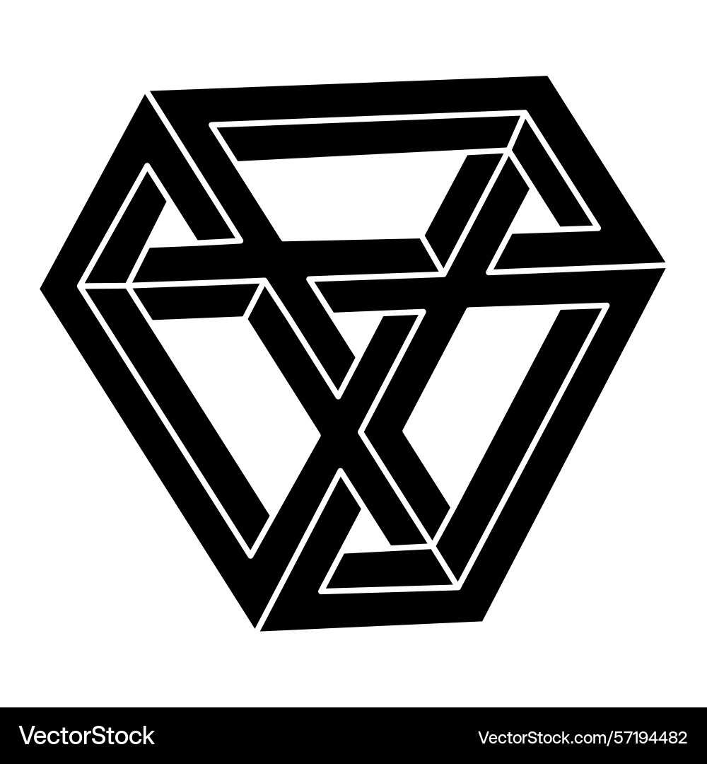 Impossible object sacred geometry shape optical Vector Image