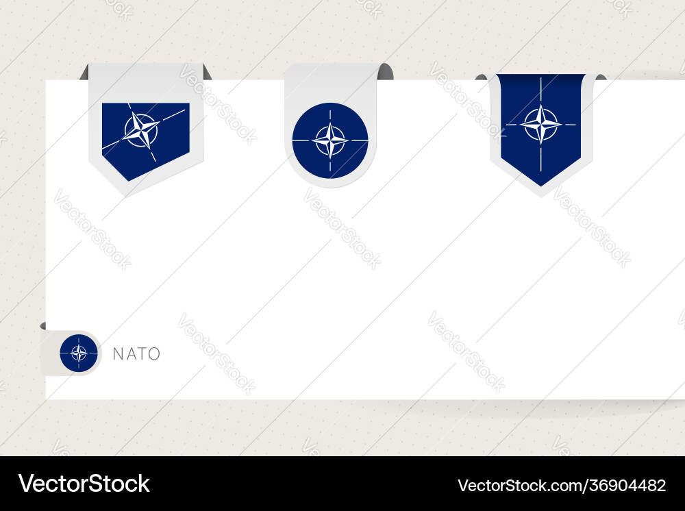 Label flag collection nato in different shape Vector Image