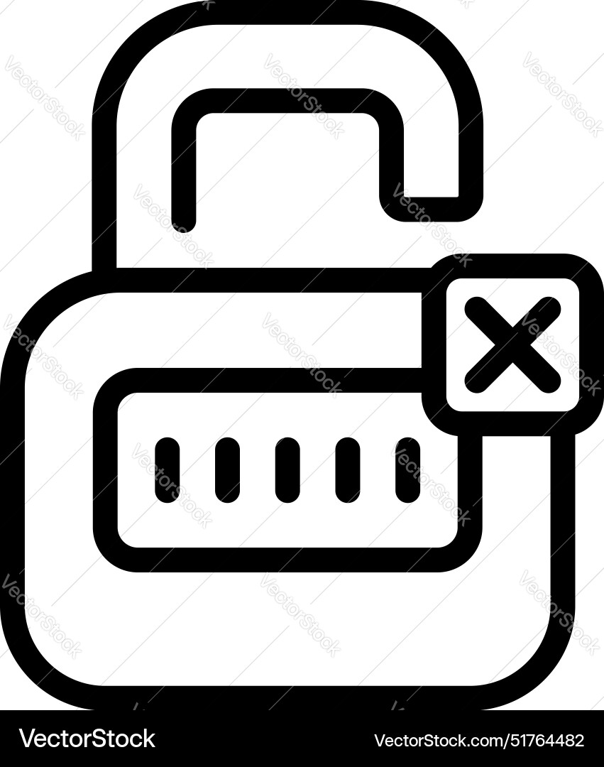 Locked password showing error message with cross Locked password showing error message with cross vector image