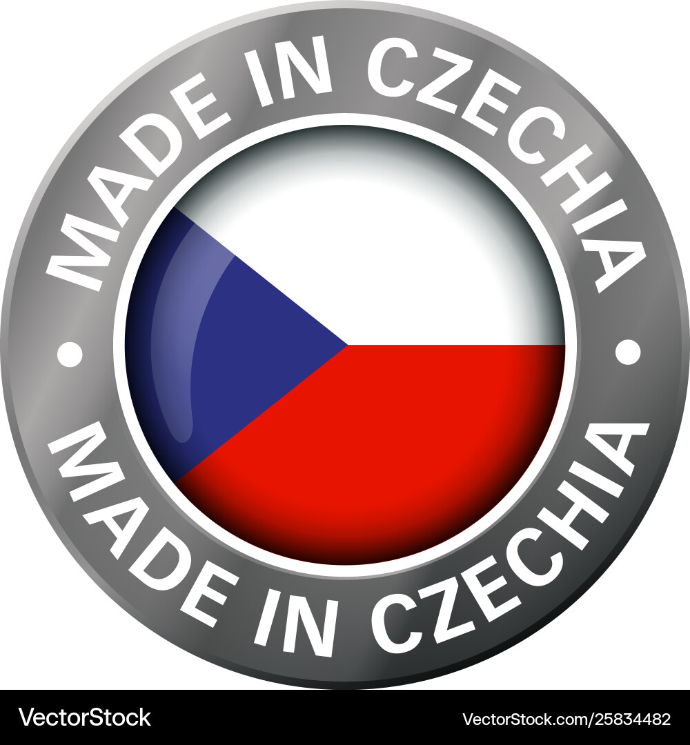 Made in czechia flag metal icon Made in czechia flag metal icon vector image